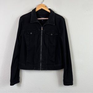 Liverpool Front Zip Knit Denim Jacket Black Rinse Size XL